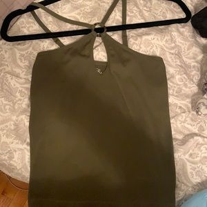 Olive green ribbed tank